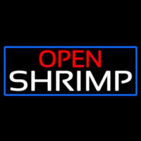 Open Shrimp With Blue Border Enseigne Néon