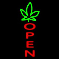 Open With Leaf Logo Enseigne Néon