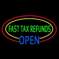 Oval Fast Ta  Refunds Blue Open Enseigne Néon