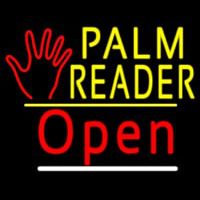 Palm Reader Logo Open Yellow Line Enseigne Néon