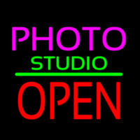 Photo Studio Open Green Line Enseigne Néon