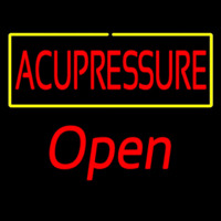 Red Acupressure Yellow Border Open Enseigne Néon