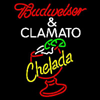 Red Budweiser and Clamato Chelada Beer Sign Enseigne Néon