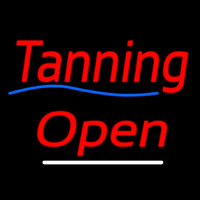 Red Cursive Tanning Open Enseigne Néon