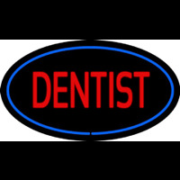 Red Dentist Oval Blue Border Enseigne Néon