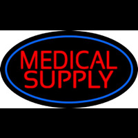 Red Medical Supply Oval Blue Enseigne Néon