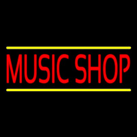 Red Music Shop Yellow Line Enseigne Néon