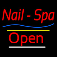 Red Nails Spa Open Yellow Line Enseigne Néon