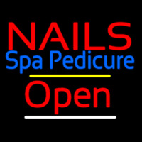 Red Nails Spa Pedicure Open Yellow Line Enseigne Néon