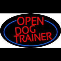 Red Open Dog Trainer Oval With Blue Border Enseigne Néon