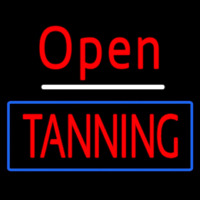 Red Open Tanning Blue Border Enseigne Néon