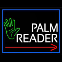 Red Palm Reader Arrow White Border Enseigne Néon