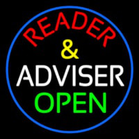 Red Reader And White Advisor Green Open With Blue Border Enseigne Néon