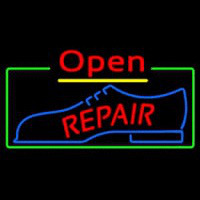 Red Repair Shoe Logo Open Enseigne Néon