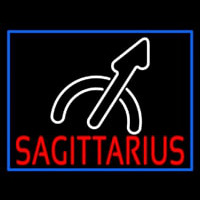 Red Sagittarius White Logo Blue Border Enseigne Néon