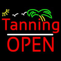 Red Tanning Block Open Enseigne Néon