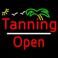 Red Tanning Slant Open White Line Enseigne Néon