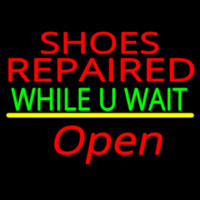 Shoes Repaired While You Wait Open Enseigne Néon