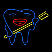 Smiley Teeth With Tooth Brush Dentist Enseigne Néon