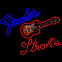 Strohs Fender Guitar Beer Sign Enseigne Néon