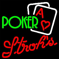 Strohs Green Poker Beer Sign Enseigne Néon