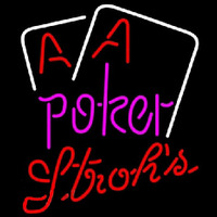 Strohs Purple Lettering Red Aces White Cards Poker Beer Sign Enseigne Néon