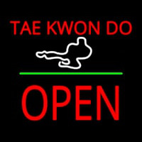 Tae Kwon Do Logo Block Open Green Line Enseigne Néon