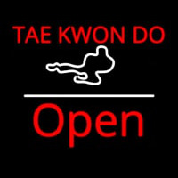 Tae Kwon Do Logo Script1 Open White Line Enseigne Néon