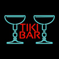 Tiki Bar with Two Martini Glasses Real Neon Glass Tube Enseigne Néon