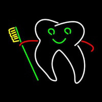 Tooth With Brush Logo Enseigne Néon