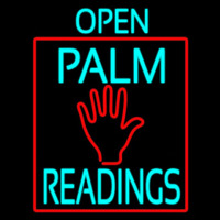 Turquoise Open Palm Readings Red Border Enseigne Néon