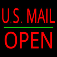 Us Mail Block Open Green Line Enseigne Néon