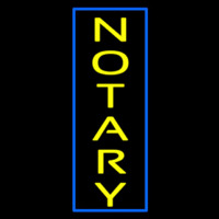 Vertical Yellow Notary Blue Border Enseigne Néon