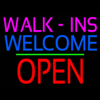 Walk Ins Welcome Block Open Green Line Enseigne Néon