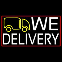 We Deliver Van With Red Border Enseigne Néon