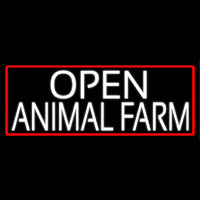 White Open Animal Farm With Red Border Enseigne Néon