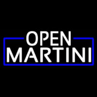 White Open Martini With Blue Border Real Neon Glass Tube Enseigne Néon