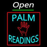 White Open Turquoise Palm Readings Red Border Enseigne Néon