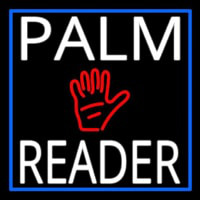 White Palm Reader With Blue Border Enseigne Néon