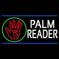 White Palm Reader With Logo Blue Line Enseigne Néon