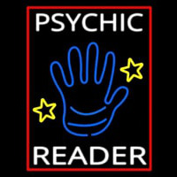 White Psychic Reader With Blue Palm Enseigne Néon