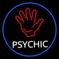 White Psychic With Blue Border Enseigne Néon