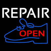 White Repair Blue Shoe Open Enseigne Néon