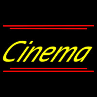 Yellow Cursive Cinema With Line Enseigne Néon