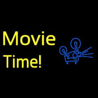 Yellow Movie Time With Logo Enseigne Néon