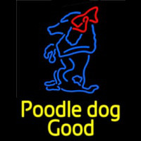 Yellow Poodle Dog Blue Logo Enseigne Néon