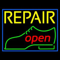 Yellow Repair Shoe Logo Open Enseigne Néon