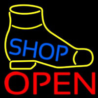 Yellow Shoe Blue Shop Open Enseigne Néon