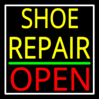 Yellow Shoe Repair Open With Border Enseigne Néon