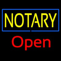 Yellow Notary Blue Border Open Enseigne Néon